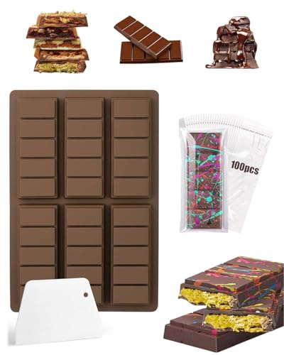 MYGLOAR Moldes para chocolate, moldes de silicona con revestimiento antiadherente para chocolate, moldes de silicona para chocolate y pralinés, moldes de silicona para chocolate con pistacho