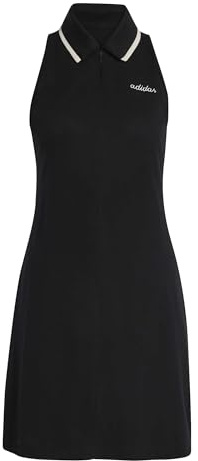 adidas Damen Seasonal Essentials Colorpop Dress with Embroidered Graphic, Black/Off White, M