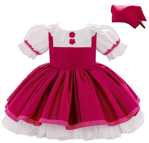 Lito Angels Déguisement Robe Dirndl à Volants Fille, Fuchsia, 9-12 mois