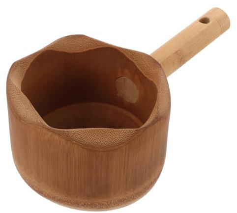 OATIPHO Cucharón De Agua De Bambú para Baño Cucharón Portátil De Mango para Ducha y Sauna Hecho De Material De Bambú Natural Fácil De Usar y Almacenar