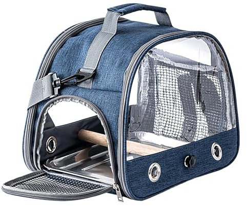 Trasportino Da Viaggio Per Uccelli E Pappagalli Gabbia Viaggio Uccelli Portatile Per Pappagalli, Con Legno E Vassoio Acciaio Inox - 33x24x26cm 650g
