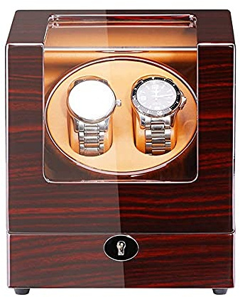 HTTGDGDH Enrollador De Relojes para 2 Relojes, Estuche De Exhibición con Motor Silencioso, 5 Modos De Rotación, Carcasa De Madera, Acabado Piano, No Incluye Relojes.（C-A）