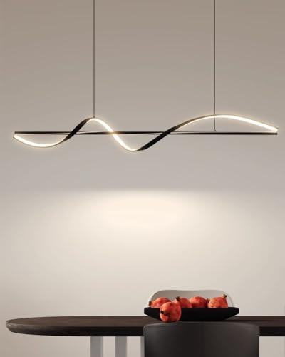 XIANHE Moderna Lámpara Colgante LED de 120cm Negro - Diseño Lineal Elegante | Regulable en Altura + Control Remoto | Ideal para Cocina, Comedor, Salón, Dormitorio o Pasillo | Iluminación