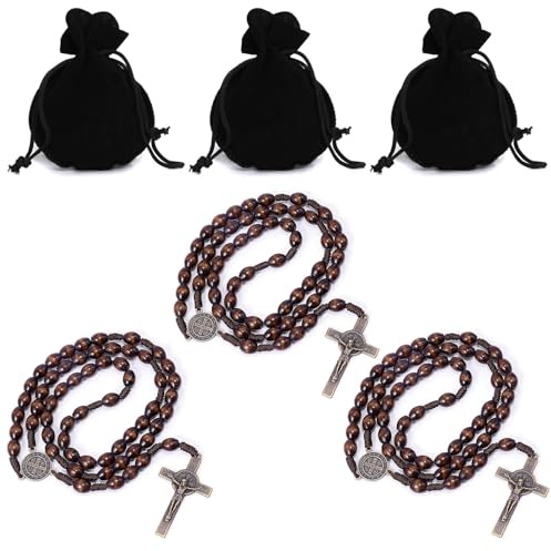 WPNCYK 6Pcs Rosary Beads Catholic Men, Prayer Beads for Meditation and Daily Wear, Rosary Bead with Storage Bags, Rosary Bracelet for Spiritual Gifts and Religious Ceremonies