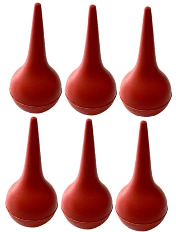 GARVALON 6 Perillas de Goma para Limpieza de Oídos y Aspirador para Bebés Función de Succión y Soplador de Aire Rojo, Adecuado para Padres y Niños