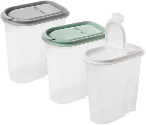2friends Schüttdosen 3er Set 2 Liter, Vorratsdosen mit Klappdeckel, Schüttdose Müslispender Vorratsdose 2l, Transparent BPA-frei 100% Recycelbar, 18x20x10cm, Made in EU
