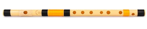Radhe Flutes | E Bansuri naturel pour droitier | Noir et orange | accordé avec Tanpura A = 440 Hz | Flûte en PVC + cours d'hindi et de flûte anglaise