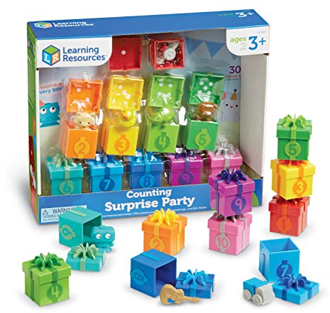 Learning Resources Counting Surprise Party - Toddler Montessori Toys, Stacking Preschool Activities, Matching Color Game, Homeschool, Fine Motor Skills, Gifts For Boys And Girls, Manipulatives