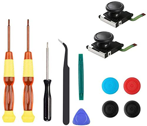 Thlevel 2PCS Joystick Analógico 3D para NS Utiliza para el Reemplazo del Izquierdo/Derecho con Destornillador Herramientas de Reparación y 4 Tapas para Pulgar
