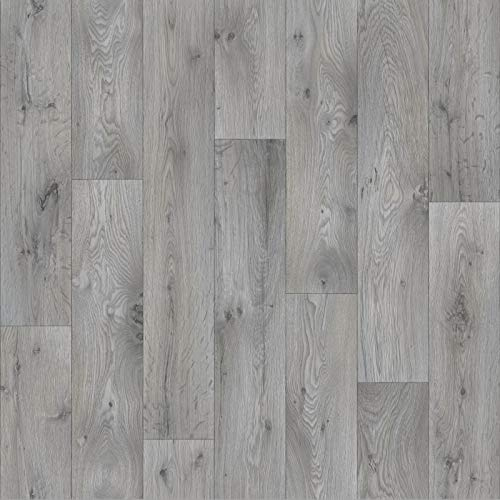 247Floors Forli Wood Plank Effect Vinyl Flooring 2.3mm Realistic Foam Backed Slip Resistant Lino (3.5m x 4m / 11ft 5 x 13ft 1, Light Grey Planks)