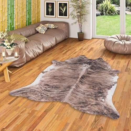 Peau de Vache - Tapis en Fibres synthétiques - Marron Beige - 3 Tailles