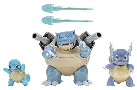 Pokemon PKW2773 Pokemon Select Evolution 3 Pack-Features 2 Squirtle, 3 Wartortle & 4.5-Inch Blastoise Battle Figures-Authentic Details