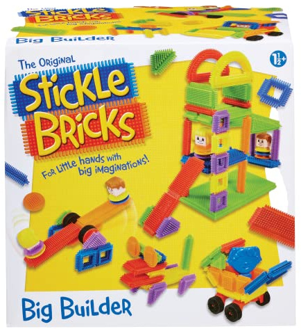 Stickle Bricks Set di costruzione Big Builder, include oltre 125 pezzi, ispira creatività e abilità motorie, giocattolo di costruzione sicuro e durevole, comodo da riporre, adatto per bambini dai 18