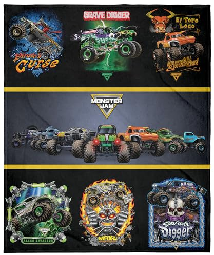 Monster Jam Grave Digger and Company Monster Truck Silk Touch Soft Fleece Plush Throw Blanket