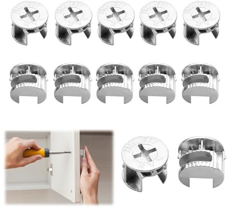 12pcs Furniture Cam Lock Nut - Connecter Fittings for Cabinet Drawer Dresser Wardrobe Panel Connecting (15mm*11mm)