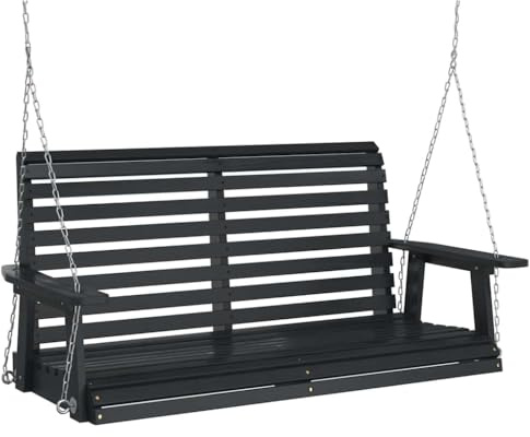 vidaXL Banco Columpio jardín con Cadenas de Metal Madera Abeto marrón