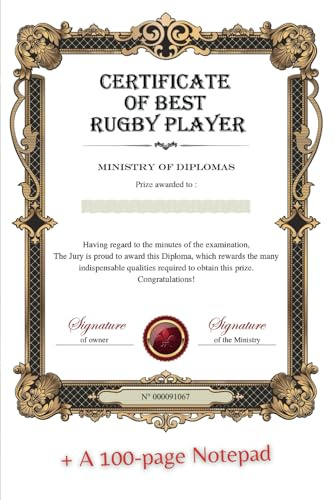 Certificate of Best Rugby Player: Gift idea
