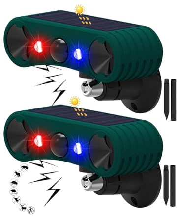 2pcs Solarbetriebener Bewegungsmelder-Alarm für Innen und Außen, Ultraschall, 2*130dB lauter Sirenenlärm, zur Montage auf dem Boden oder Zaun, verabschieden Sie Sich von Eindringlingen