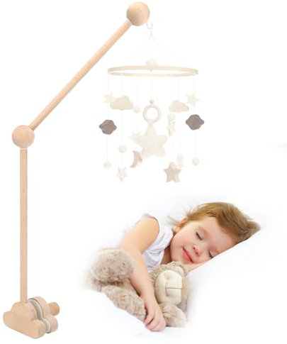 Farerkass Support Mobile Bebe Bois, Support pour Mobile Bébé Réglable en Hauteur, Idéal pour Lit de Bébé et Table à Langer, Suspension Carillons Éoliens et Décoration pour Chambre Fille et Garçon