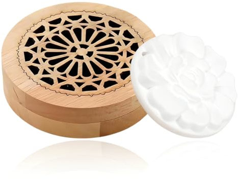 WUSJCOF 1 Pieza Difusor de Aceites Esenciales Sin Agua, Aromas, Humificador, Aire Aromático, Piedra con Caja de Incienso de Madera para Sala de Estar, Baño, Coche, Aromaterapia y Decoración (Madera)