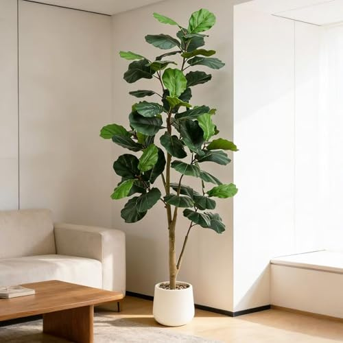TXABL Artificial Fiddle Leaf Fig Tree 180 CM Realistic Faux Ficus Lyrata Plant with Pot Large Fake Plants for Indoor Outdoor Home, Office, Living Room, Bathroom Decor