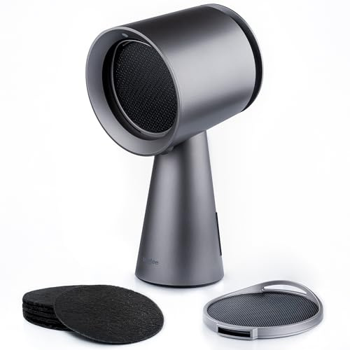 BREETEE Portable Range Hood Kitchen–5-Layer Filter Compact Desktop Exhaust Fan, Powerful 3-Speed Smoke Removal, Low Noise Countertop Range Hood, Oil Cup, for Apartments, Dorm, RV, Indoor BBQ - Grey