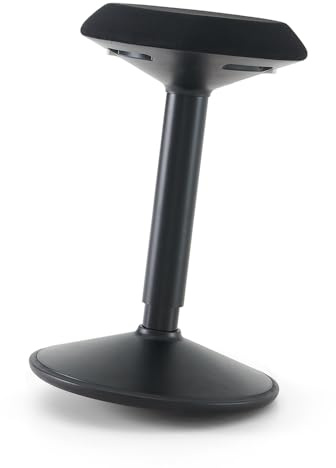 Tabouret Ergonomique à Bascule, Améliore la posture, Assise Ronde Confortable et Base bombée antidérapante, Hauteur réglable 55 - 79 cm, Poste Assis-debout, Travail bureau, Télétravail, Dessin - Noir