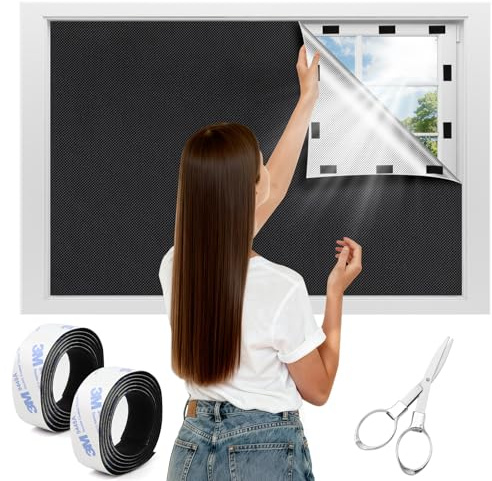 NVGVUP Verdunklungsrollo ohne Bohren mit Klett: Fenster Verdunkelung Stoff, Dachfenster Sonnenschutz Verdunklung Abnehmbar, Verdunkelungsrollo für Innen Dachschräge Fenster (100×150 cm)