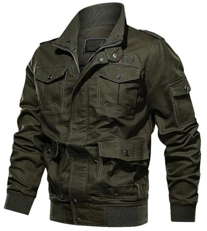 Celanisai Veste d'automne pour homme - Veste militaire demi-saison - Veste cargo - Veste de loisirs - Avec de nombreuses poches - Veste de travail universelle - Veste de ski avec doublure chaude