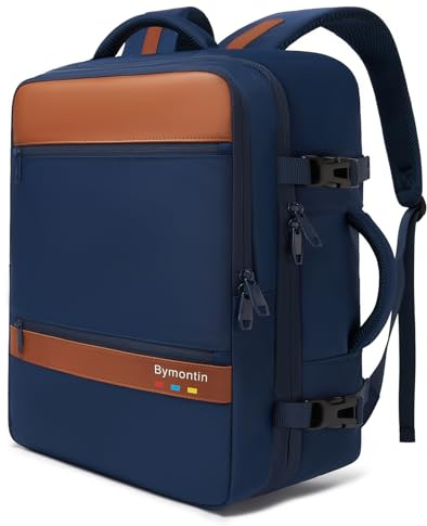 Bymontin Smart Suitcase-style Laptop Backpack, 25L / 35L Practical Travel Bag for Work, Leisure & Flight, Luggage-Style Commuter Pack (Navy, 25L)