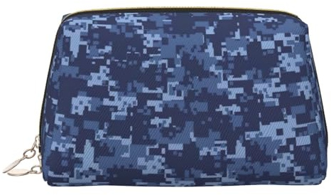 Neceser de aseo con patrón de camuflaje, bolsa de maquillaje portátil de viaje, piel de PVC, con compartimentos, Gold, One Size