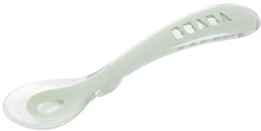 BÉABA - Cucchiaio in Silicone per Neonati e Bambini, Set da 4, Cucchiaino Bebé per lo Svezzamento, 2a Infanzia, Flessibile, Punta Arrotondata, Manico Ergonomico, Blu