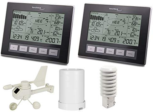 Technoline Profi Funk Wetterstation WS 2816 Plus mit 2 Displays, Windmesser, Regenmesser, Thermo-Hygrosender, PC Auswertung (schwarz ohne Batterien)