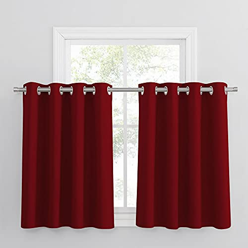 PONY DANCE Tende Cameretta Bambini Natalizie per Finestre Tende Oscuranti con Anelli Termiche per Interni Curtains Corte Cucina 2 Pezzi L 132 x A 90 cm, Rosso