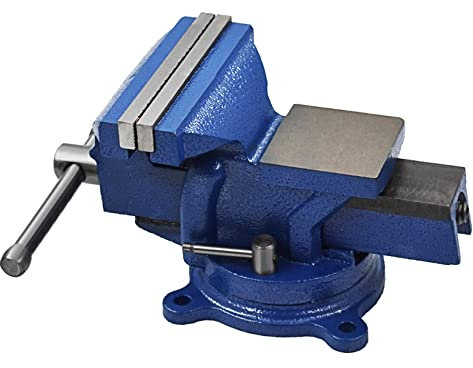 Tornillo de banco resistente con base giratoria 360 grados con bloqueo, parte superior de yunque de gran tamaño (6 pulgadas)