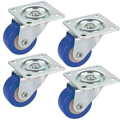 Dörner + Helmer Set Lenkrollen (4x Lenkrolle + Schrauben, 30 x 14 mm, Polyurethan blau, Tragkraft 20kg/Rolle) 450126