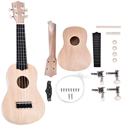 21 Zoll Ukulele DIY Kit, Machen Sie Ihre eigene Ukulele, Instrumentenzubehör Tragbare Ukulele Holz-Ukulele, Instrumentenzubehör