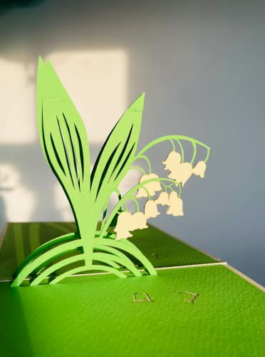 Lily of the Valley Pop Up 3D card. Flower Spring Collection. A Delightful surprise greeting card gift for Daughter, Mum, Friend, Granddaughter, Wife, Sister, Grandma. 12cmx12cm