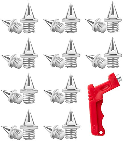 LUTER 20pcs 1/4inch Track Spikes with Spike Wrench Stainless Steel Replacement for Sports Shoes Long Jump Track and Field Sprint (Silver)