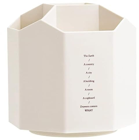 AhfuLife Rotierender Bleistifttopf, 360° Drehbar Make-up Pinselhalter mit 5 Fächern Pinseltopf, Schreibtisch Bleistifthalter Schreibwaren Aufbewahrungsboxen für Schreibtisch Zuhause Büro (Weiß)