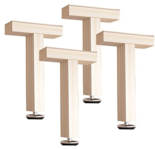 LLXNQ026 4 Stück Massivholz Möbelfuß Verstellbare T-förmiges Bett Lattenroste Stützfüße,Bettstützbeine Holz Möbelfüsse Austauschbare Tischbeine,Für Möbel Bettrahmen Zubehör (25cm/9.8in)