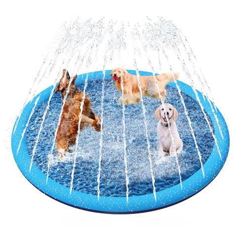 YAUNGEL Hundepool, 170 cm, Planschbecken für Große & Kleine Hunde, 0.58mm Verdickt Anti-Rutsch Matte Faltbarer Langlebig Splash Pad für Sommer, Garten