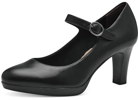Tamaris Escarpins femme à talon bloc cuir noir 38 EU