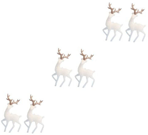 TOYANDONA 6 Stk Hirsch Anhänger Weihnachtsfigur Aus Harz Des Weihnachtsdesserts Hirsch Ornamente Weihnachtsfruchtpflücker Cupcake-topper Heim Reh Plastik Kristallhirsch Pappbecher Weiß