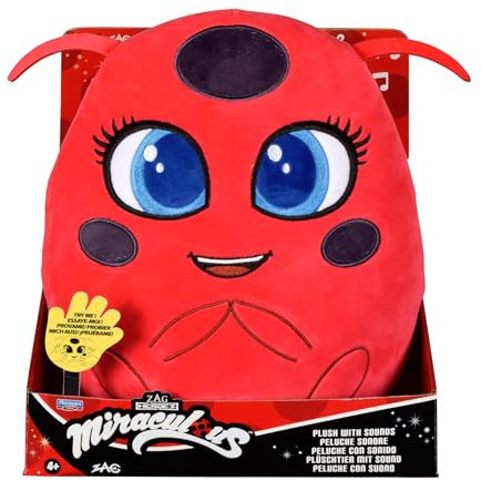 BANDAI - Miraculous - Tikki Plüschfigur mit Funktionen - Offizielle Lizenz - Sprechendes Kwami-Spielzeug Ladybug - Marienkäfer-Kwami Tikki Plüschtier - Spielzeug ab 4 Jahren - P50711