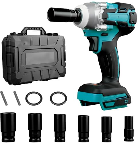 WUDLEP Cordless Impact Wrench 1/2 inch Compatible with Makita 18V Battery, 900FT-LBS Brushless Electric Impact Gun (1200Nm) with LED Work Light, High Torque Impact Wrench