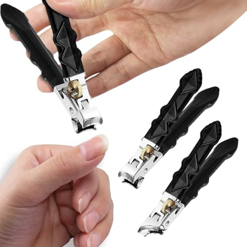 Goredny Orthoclip Nail Clippers, 2025 Upgraded New Steel Nail Clippers, Splash-Proof, Double Configuration of Oblique and Flat Mouth, 180° Wide-Mouth Bite, with Long Handle (A+B)