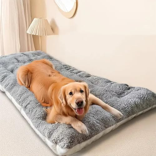 Wlian Dog Crate Bed Extra Large - Washable Calming Dog Mattress with Anti-Slip Bottom, Comfortable Pet Pillow Cushion for Large Dogs, Grey, 120x60x5cm