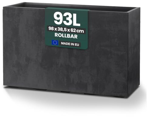 Kreher XL Pflanzkasten Millennium in verschiedenen Formaten und Farben. Tolle Naturstein Optik in Braun, Beige, Anthrazit oder Grau! Aus robustem Kunststoff! (XL Raumteiler (rechteckig) in Anthrazit)