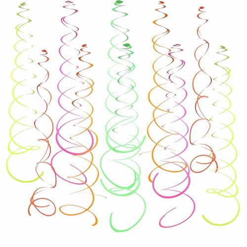 20 Piezas Serpentinas en Espiral de Neón Guirnaldas en Espiral para Colgar Coloridas Decoraciones de Fiesta de Remolino per Cumpleaños Bodas Navidad